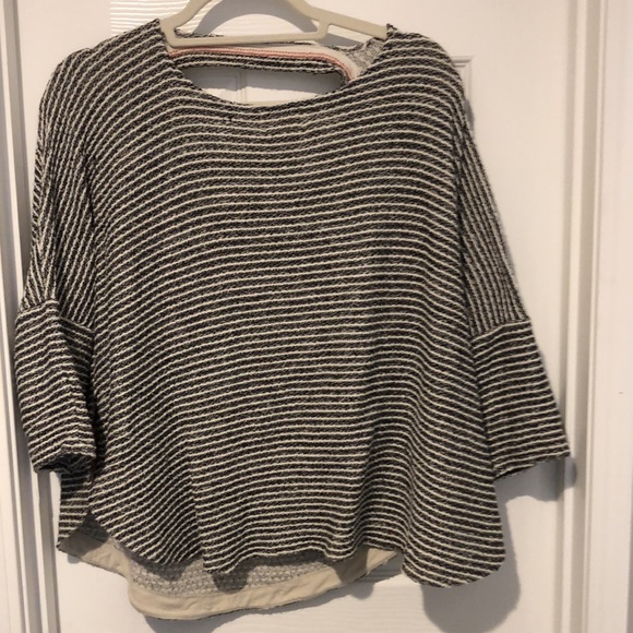 Anthropologie Deletta large Textured Striped Sweater side snaps - Picture 2 of 14